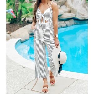 Main Strip Wide Leg Striped Jumpsuit